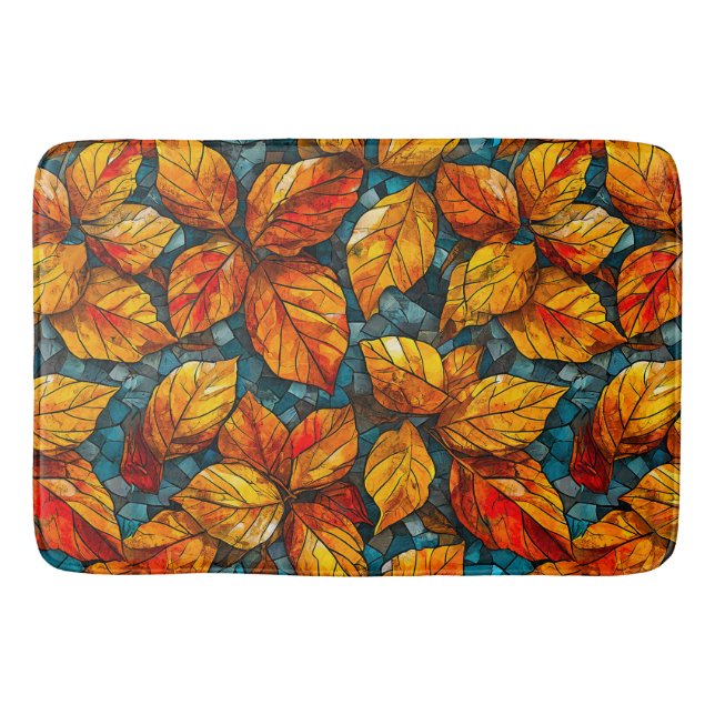 Alfombrilla De Baño Patrón de mosaico de otoño (Anverso)