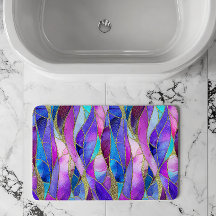 Patrón de mosaico de vidrio teñido púrpura y azul