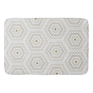 Alfombrilla De Baño Patrón de mosaico hexagonal penny de crema y pekin