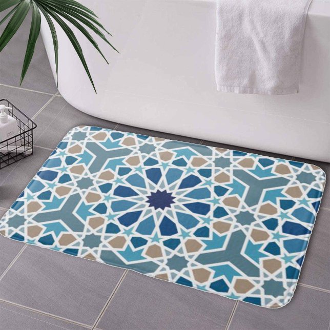 Alfombrilla De Baño Patrón de mosaico marroquí (Moroccan Tile Pattern Bath Mat by Looly Elzayat
)