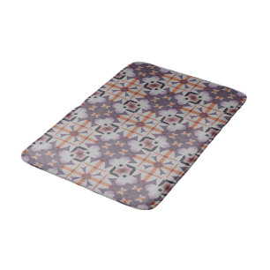 Alfombrilla De Baño Patrón de mosaico tribal púrpura naranja