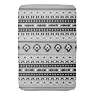 Alfombrilla De Baño Patrón de motivos mixtos azteca blanco y negro gri