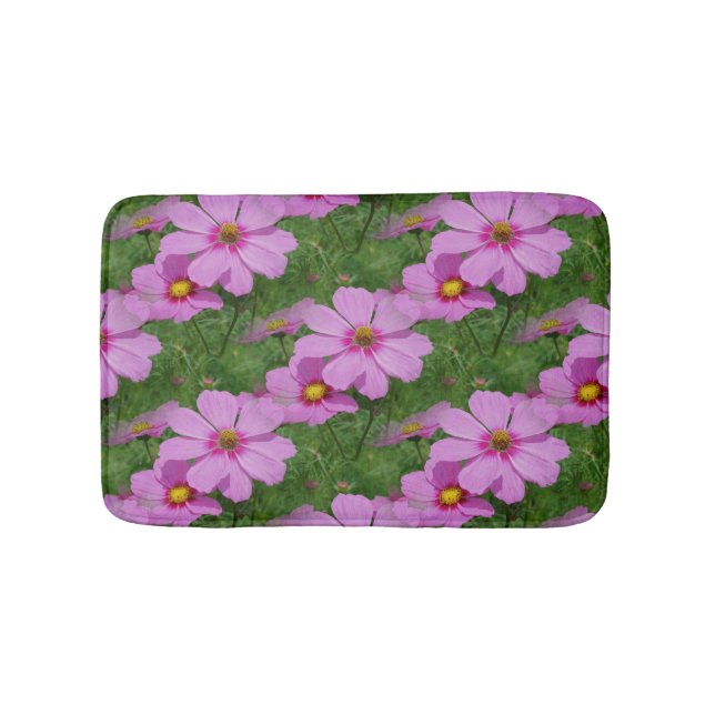 Alfombrilla De Baño Patrón de naturaleza de las flores de cosmos rosad (Anverso)