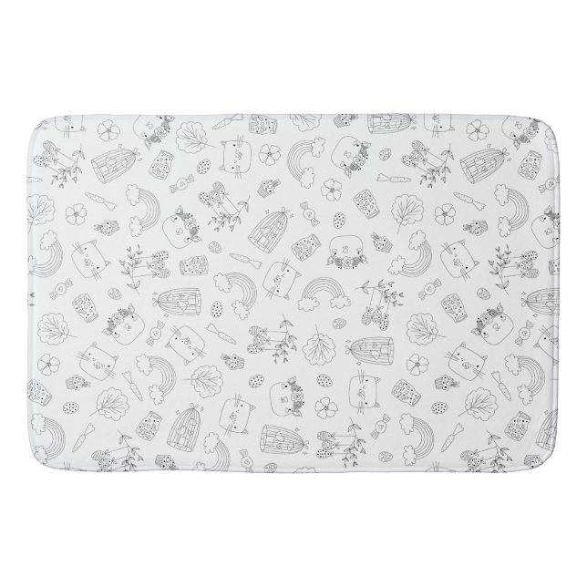 Alfombrilla De Baño Patrón de niños de Doodle de Pascua (Anverso)