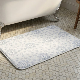 Alfombrilla De Baño Patrón de nombre de monograma de toile francés bla