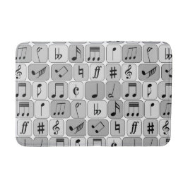 Alfombrilla De Baño Patrón de notas de música geométrica monocromática