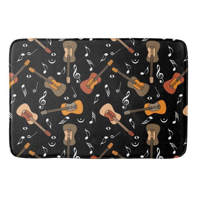 Alfombrilla De Baño Patrón de notas de música guitarra (Anverso)