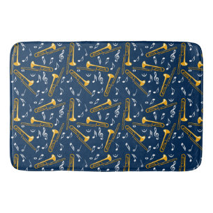 Alfombrilla De Baño Patrón de notas de música trombone
