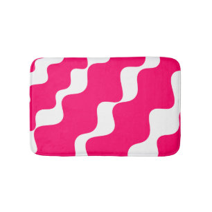 Alfombrilla De Baño Patrón de olas de inclinación rosa y blanca