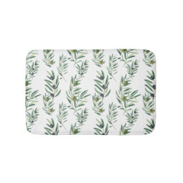 Alfombrilla De Baño Patrón de oliva verde chic de campo francés acuare