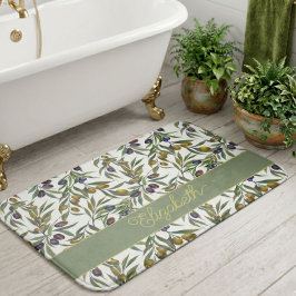 Alfombrilla De Baño Patrón de olivo de estilo francés en verde salvia 