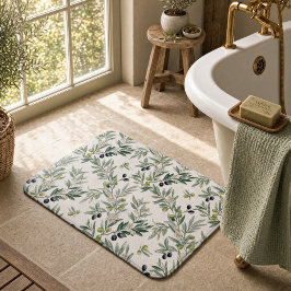 Alfombrilla De Baño Patrón de olivo de estilo francés en verde salvia