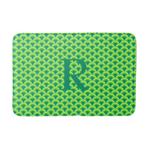 Alfombrilla De Baño Patrón de onda Art Deco - verde jade