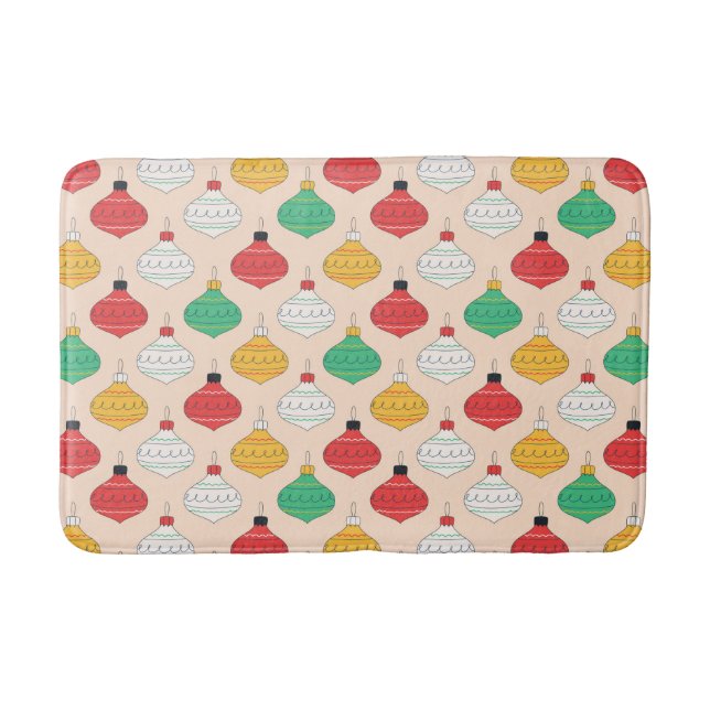Alfombrilla De Baño Patrón de ornamentos de Navidad retro (Anverso)