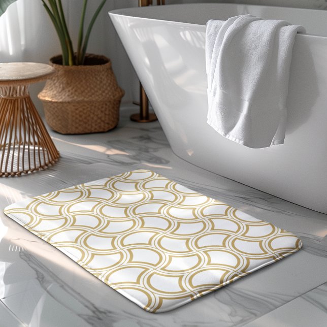 Alfombrilla De Baño Patrón De Oro Art Deco Sobre Blanco (Subido por el creador)