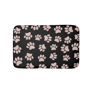 Alfombrilla De Baño Patrón De Oro Y Papas De Perro Negro Rosa
