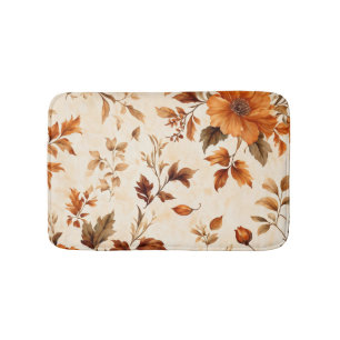 Alfombrilla De Baño Patrón de otoño florístico vintage de Amber Naranj