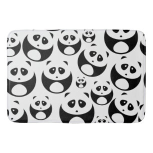 Alfombrilla De Baño Patrón de Panda blanco y negro de Kawaii