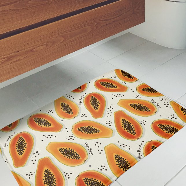 Alfombrilla De Baño Patrón de papa hiya (Hiya Papaya Bath Mat)