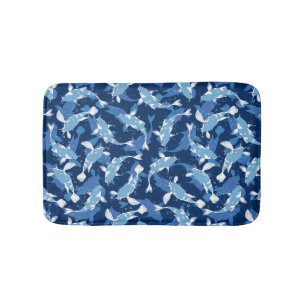 Alfombrilla De Baño Patrón de peces de Koi Azul