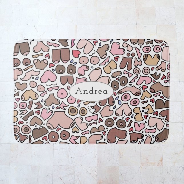 Alfombrilla De Baño Patrón de pecho neutral de humor diverso (Subido por el creador)