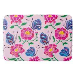 Alfombrilla De Baño Patrón de Peonías y Mariposas