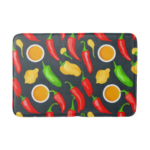Alfombrilla De Baño Patrón de Peppers de Chili Caliente