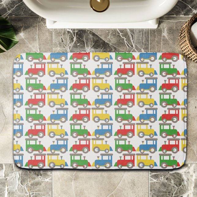 Alfombrilla De Baño Patrón de pequeños trenes coloridos (Subido por el creador)