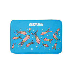 Alfombrilla De Baño Patrón de personalizado de calamar rosa gracioso
