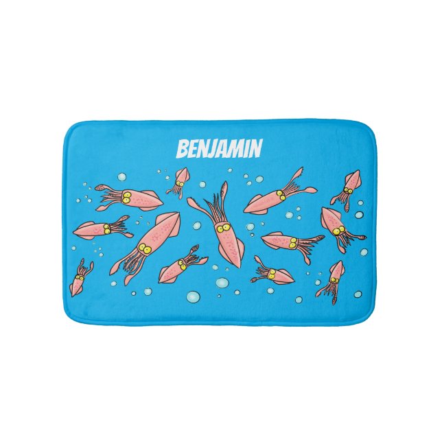 Alfombrilla De Baño Patrón de personalizado de calamar rosa gracioso (Anverso)