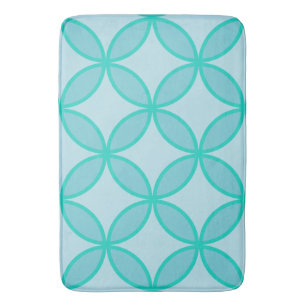 Alfombrilla De Baño Patrón de pétalo de flor de circulo blanco y azul