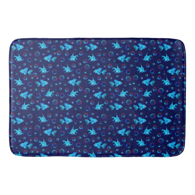 Alfombrilla De Baño patrón de pez azul (Anverso)