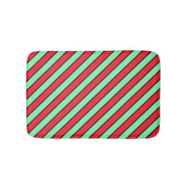 Alfombrilla De Baño Patrón de Pinstripe Verde Rojo y Negro