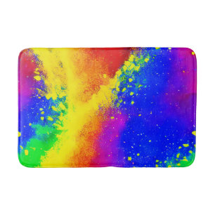 Alfombrilla De Baño Patrón de pintura salpicado de arcoiris colorido