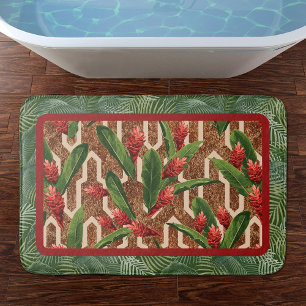 Alfombrilla De Baño Patrón de Plantas y Palmeras Tropicales