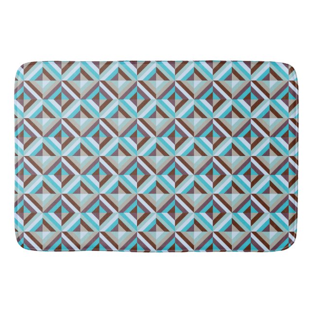 Alfombrilla De Baño Patrón de pliegues azul y marrón (Anverso)