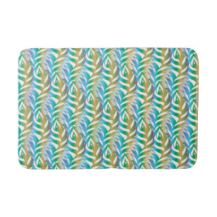 Alfombrilla De Baño Patrón de pluma divertido turquesa de playa.