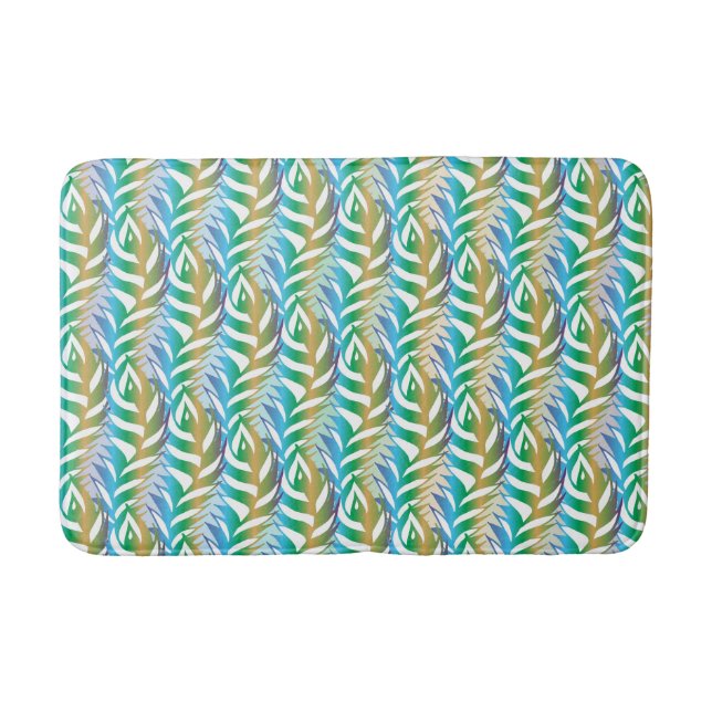 Alfombrilla De Baño Patrón de pluma divertido turquesa de playa. (Anverso)