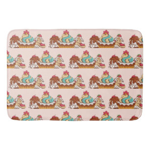 Alfombrilla De Baño Patrón de postre dulce estilo retro