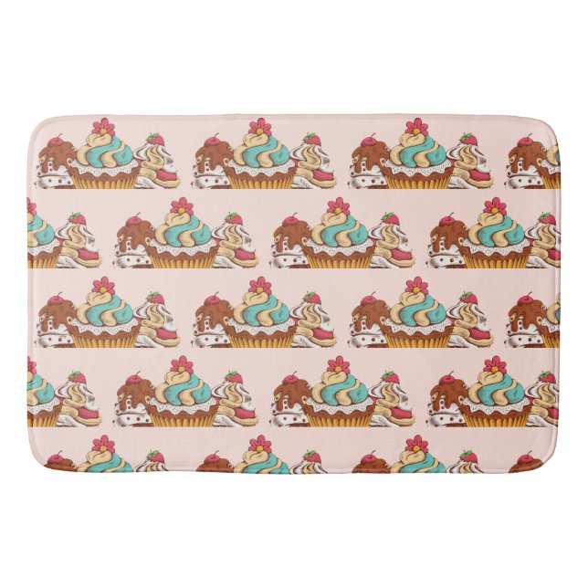 Alfombrilla De Baño Patrón de postre dulce estilo retro (Anverso)