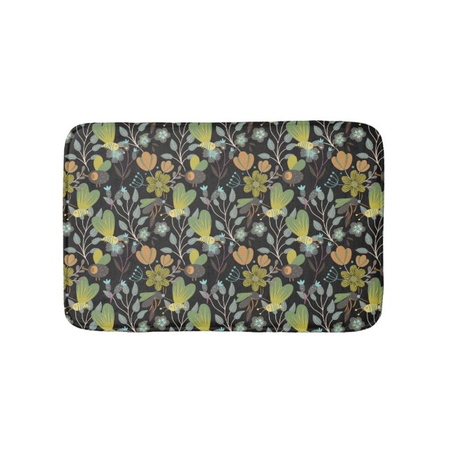 Alfombrilla De Baño Patrón de primavera oscura (Anverso)