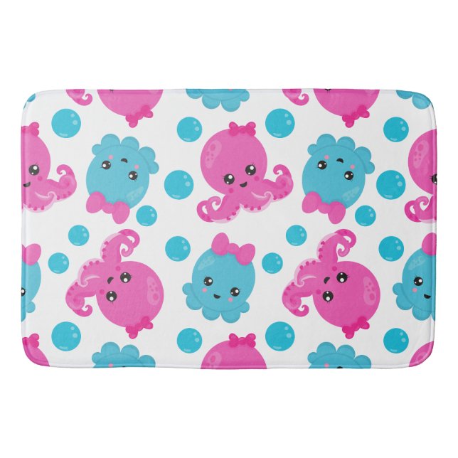 Alfombrilla De Baño Patrón de pulpo, pulpo tórrido, animales marinos (Anverso)