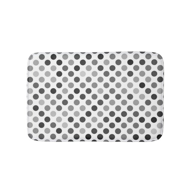 Alfombrilla De Baño Patrón de puntos de polka monocromo (puntos blanco (Anverso)