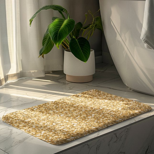 Alfombrilla De Baño Patrón De Purpurina Blanco Dorado Y Espumoso (Subido por el creador)