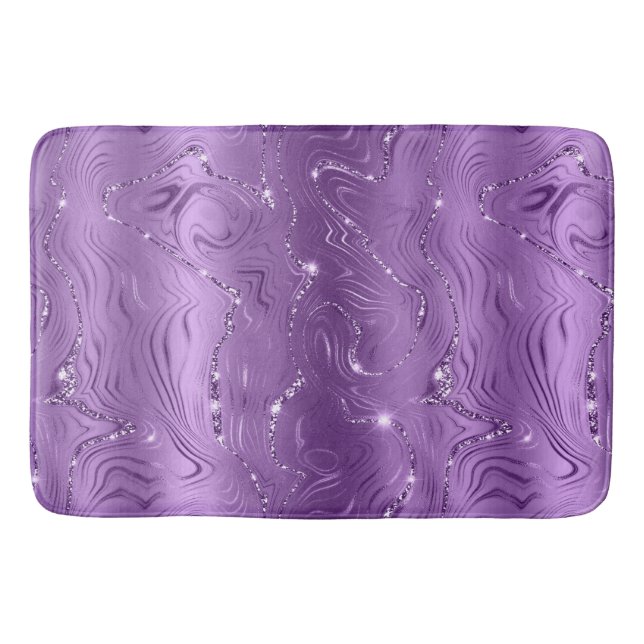 Alfombrilla De Baño Patrón de Purpurina  Purple Silver de lujo en moda (Anverso)