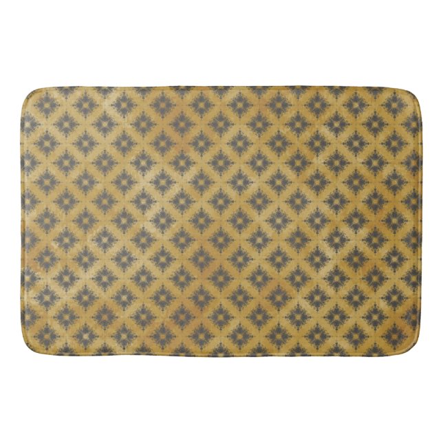 Alfombrilla De Baño Patrón de ráfaga de diamantes de amarillo y bronce (Anverso)