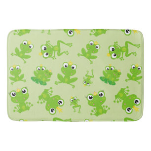 Alfombrilla De Baño Patrón de rana, ranas cortas, ranas verdes, prínci