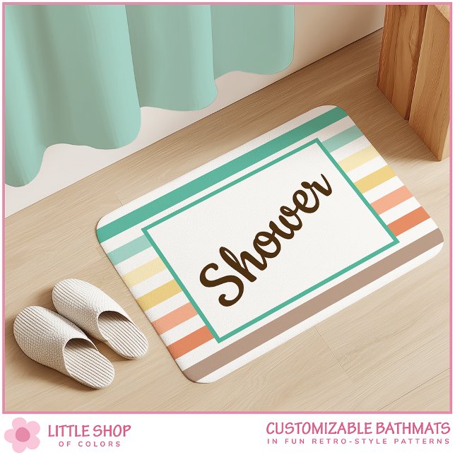 Alfombrilla De Baño Patrón de raya de estilo retro personalizable (Subido por el creador)