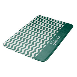 Alfombrilla De Baño Patrón de raya zig zag Chevron verde turquesa