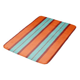 Alfombrilla De Baño patrón de rayas azul y rojo naranja colorido